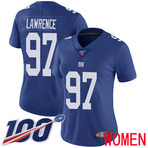 Women New York Giants #97 Dexter Lawrence Royal Blue Team Color Vapor Untouchable Limited Player 100th Season Football NFL Jersey